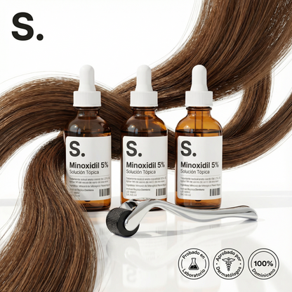 Combo Anti-Caida Definitivo: Minoxidil 5% con Tretinoína + Dermaroller